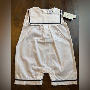 Cuclie Baby White & Navy John John 6-9M